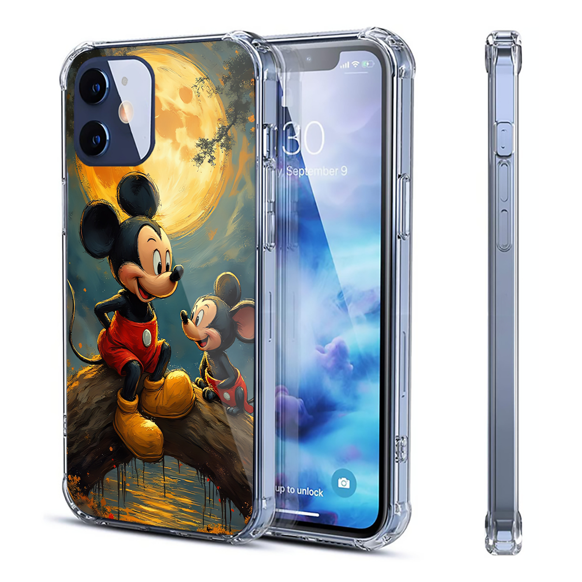 （画像用） ミッキーマウス Mickey Mouse 【iPhone 12シリーズ対応】透明スマホケース（クリアソフトケース）